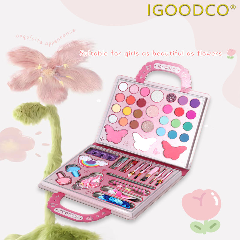 Igoodco 30-Color Kids Makeup Kit Set - Handheld Beauty Kit, Makeup Ball Cosmetic Box for 3-16 Years Old (Model Lk28589, 1Pc)