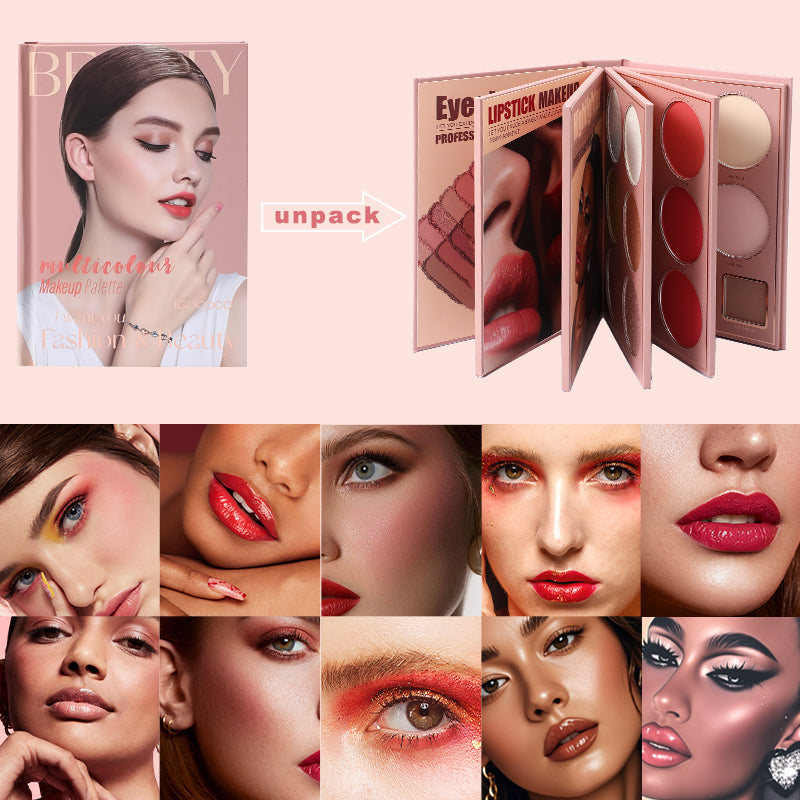 Igoodco 67-Color Compact Cosmetic Palette, Highly Pigmented Shimmer Matte Eyeshadow, Lip Gloss, Highlighter, Blush & Repair Multifunctional Book-Shape On-the-Go Makeup Kit