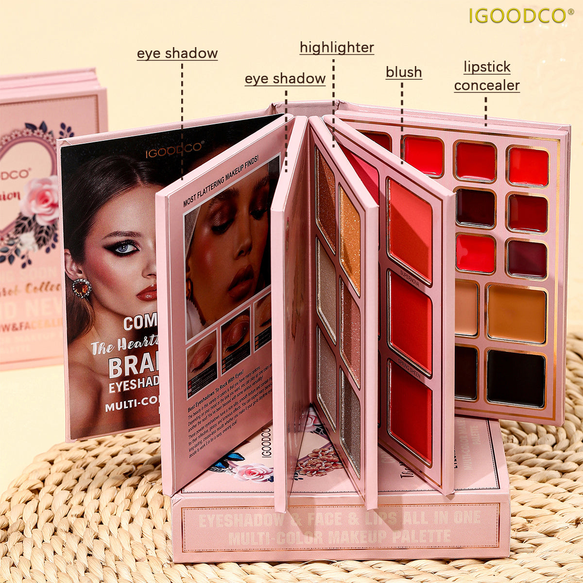 OEING 5-Page Compact Eyeshadow Palette - 78 Highly Pigmented Shades Including Glossy, Matte, Glitter Shimmer Finishes - Professional Cosmetic Pigment Makeup Palette