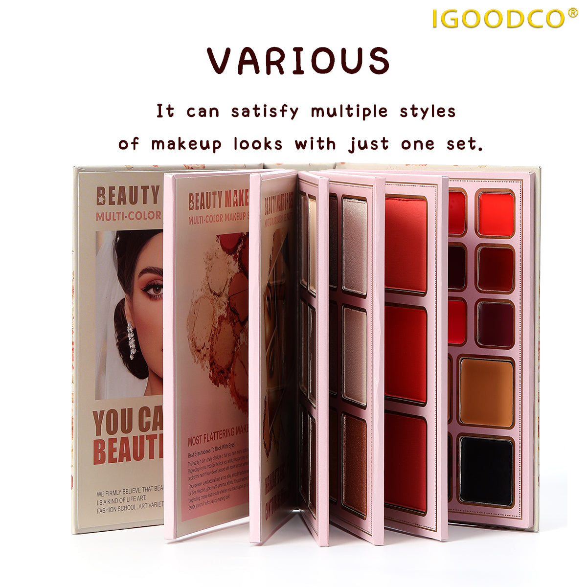 Igoodco Multi-Use Cosmetic Palette Set (IG3148, 1-Piece) – Matte Shimmer Glitter Pigment Eyeshadow, Lip Gloss, Highlighting Product for Eye Makeup