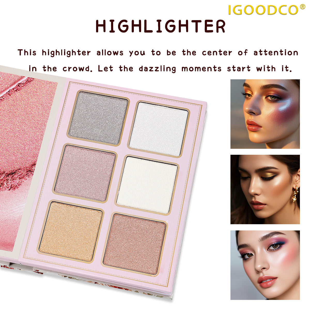 Igoodco Multi-Use Cosmetic Palette Set (IG3148, 1-Piece) – Matte Shimmer Glitter Pigment Eyeshadow, Lip Gloss, Highlighting Product for Eye Makeup