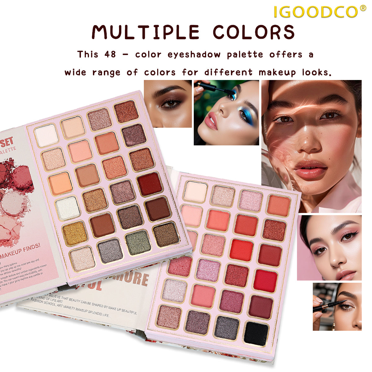 Igoodco Multi-Use Cosmetic Palette Set (IG3148, 1-Piece) – Matte Shimmer Glitter Pigment Eyeshadow, Lip Gloss, Highlighting Product for Eye Makeup