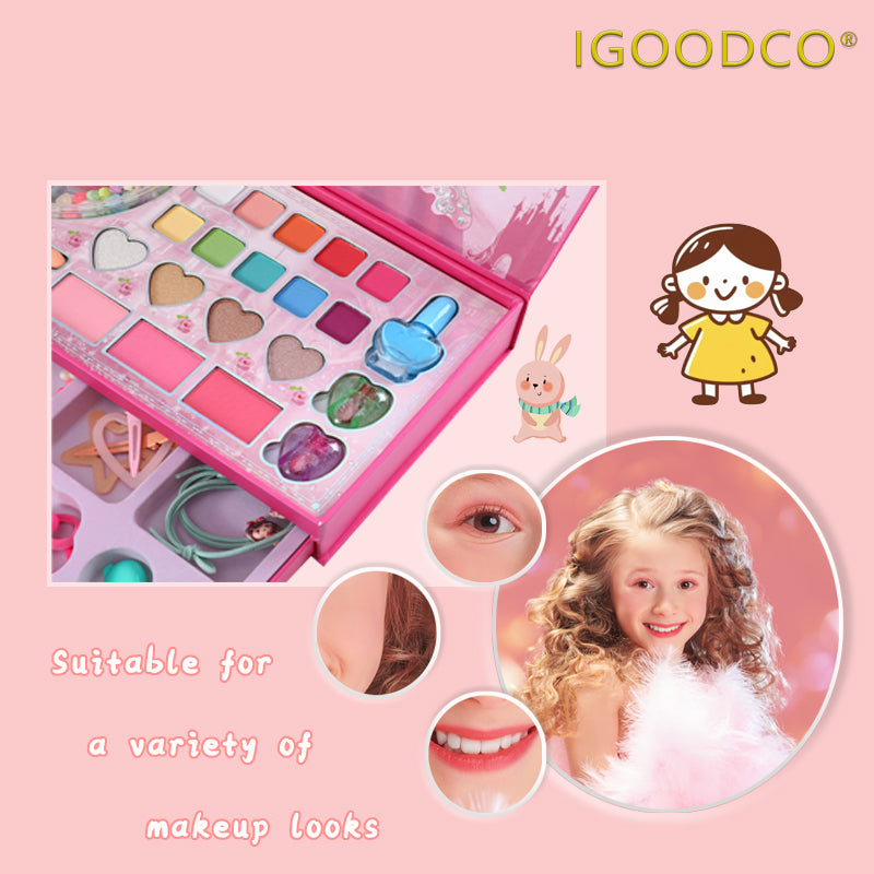 Igoodco Children's Fun Engaging Compact Beauty Makeup Set, Stage Eyeshadow Reel Decoration Cosmetic Gift Box, Ig5707-1Pc (for Children's Day, Birthday Gifting)