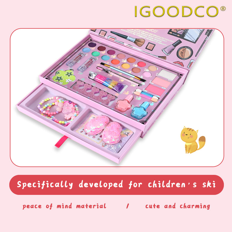 Igoodco Children's Makeup Palette Set, Cosmetics Kit for Stage Use, Ideal Birthday Gift