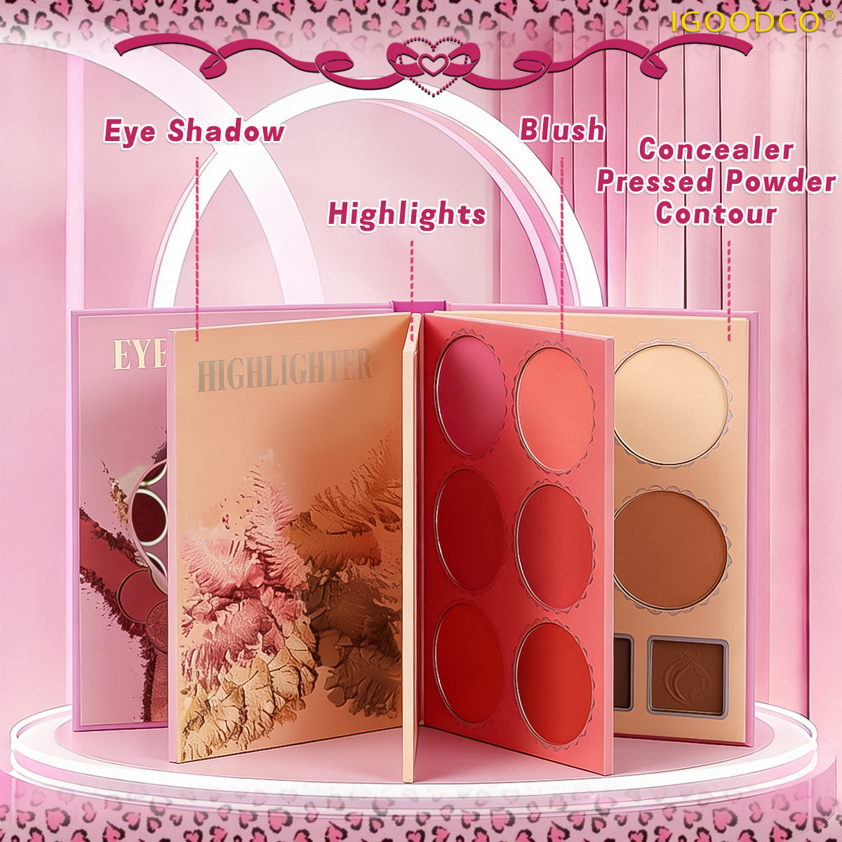 Igoodco IG5158 Women's 43-Color Dual-Textures Eyeshadow Powder Set, High-Coloring High-Gloss Makeup Kit