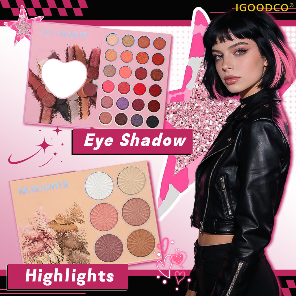 Igoodco IG5158 Women's 43-Color Dual-Textures Eyeshadow Powder Set, High-Coloring High-Gloss Makeup Kit