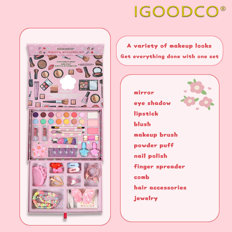 Igoodco Children's Makeup Palette Set, Cosmetics Kit for Stage Use, Ideal Birthday Gift