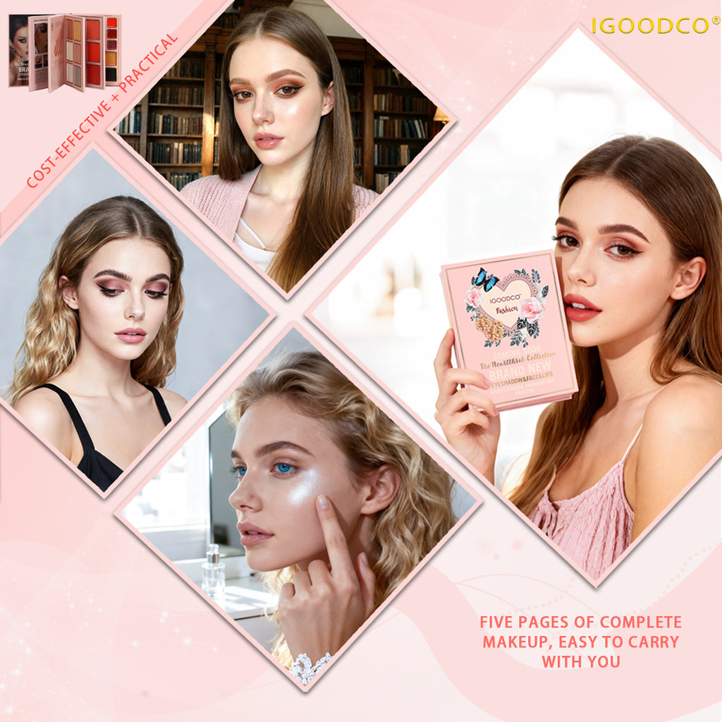 OEING 5-Page Compact Eyeshadow Palette - 78 Highly Pigmented Shades Including Glossy, Matte, Glitter Shimmer Finishes - Professional Cosmetic Pigment Makeup Palette