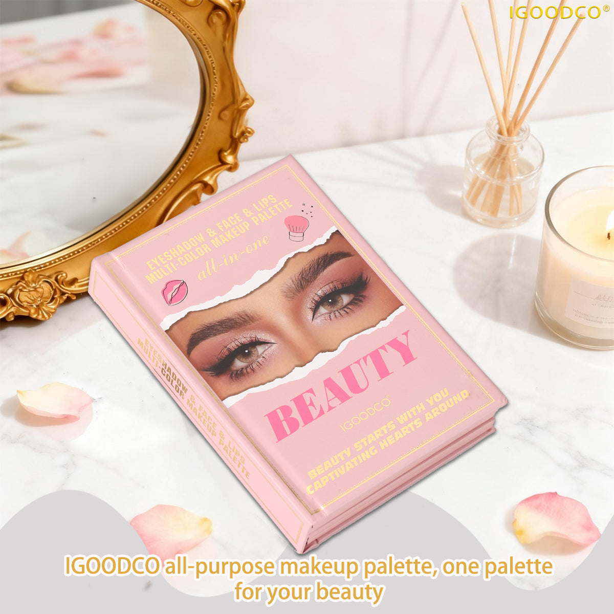 IGOODCO IG3130 Eyeshadow Palette - Glitter & Matte Sequins Eye Makeup Products for Stage Use, 12+6+6 Sets with Lipsticks, Highlights, Blush, Beauty Cosmetics, Ideal Gifts for Women