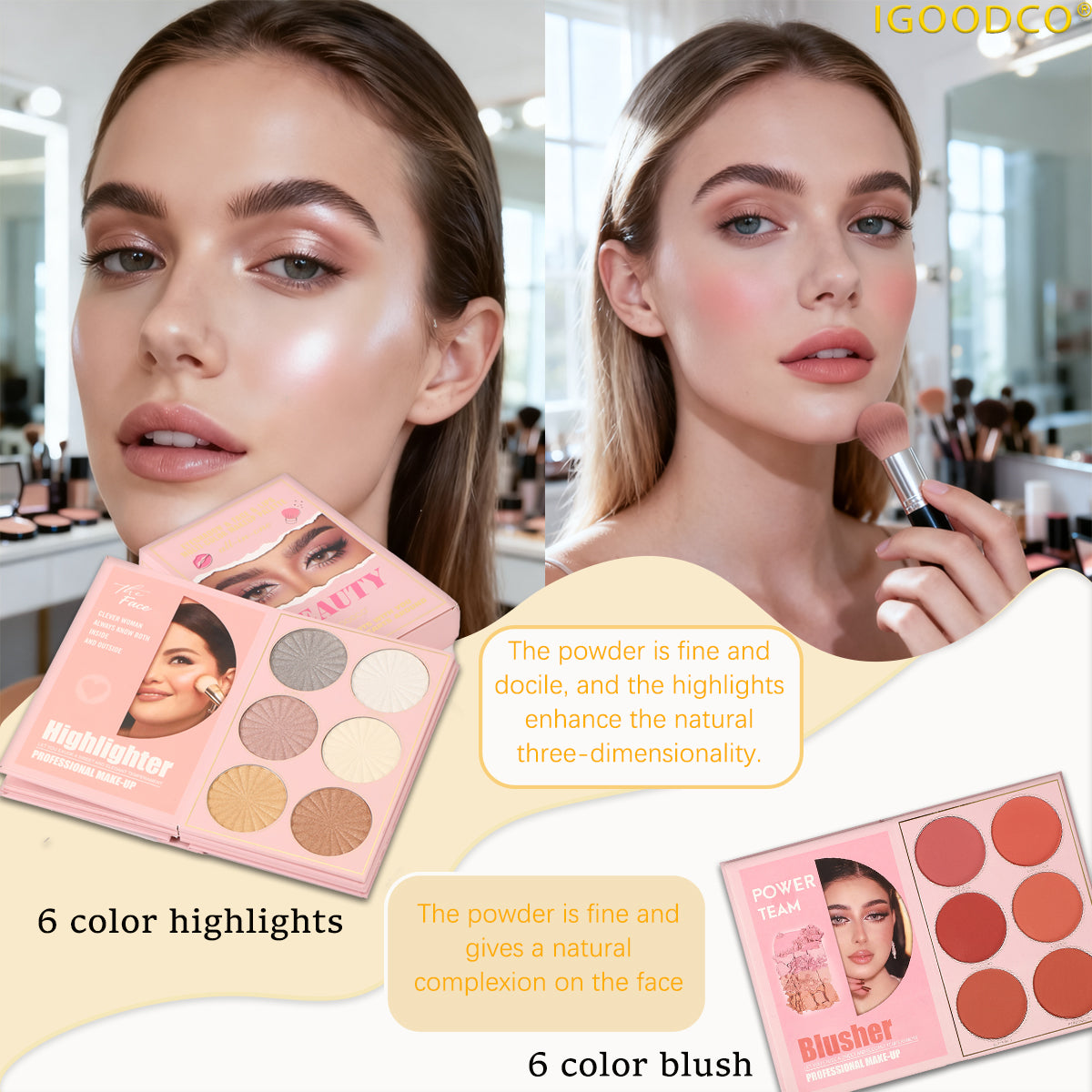 IGOODCO IG3130 Eyeshadow Palette - Glitter & Matte Sequins Eye Makeup Products for Stage Use, 12+6+6 Sets with Lipsticks, Highlights, Blush, Beauty Cosmetics, Ideal Gifts for Women